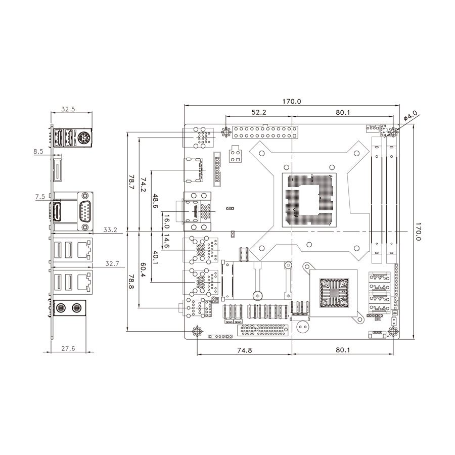 KINOAQ170 Industrial MiniITX Motherboard with LGA1151 Intel Core i7